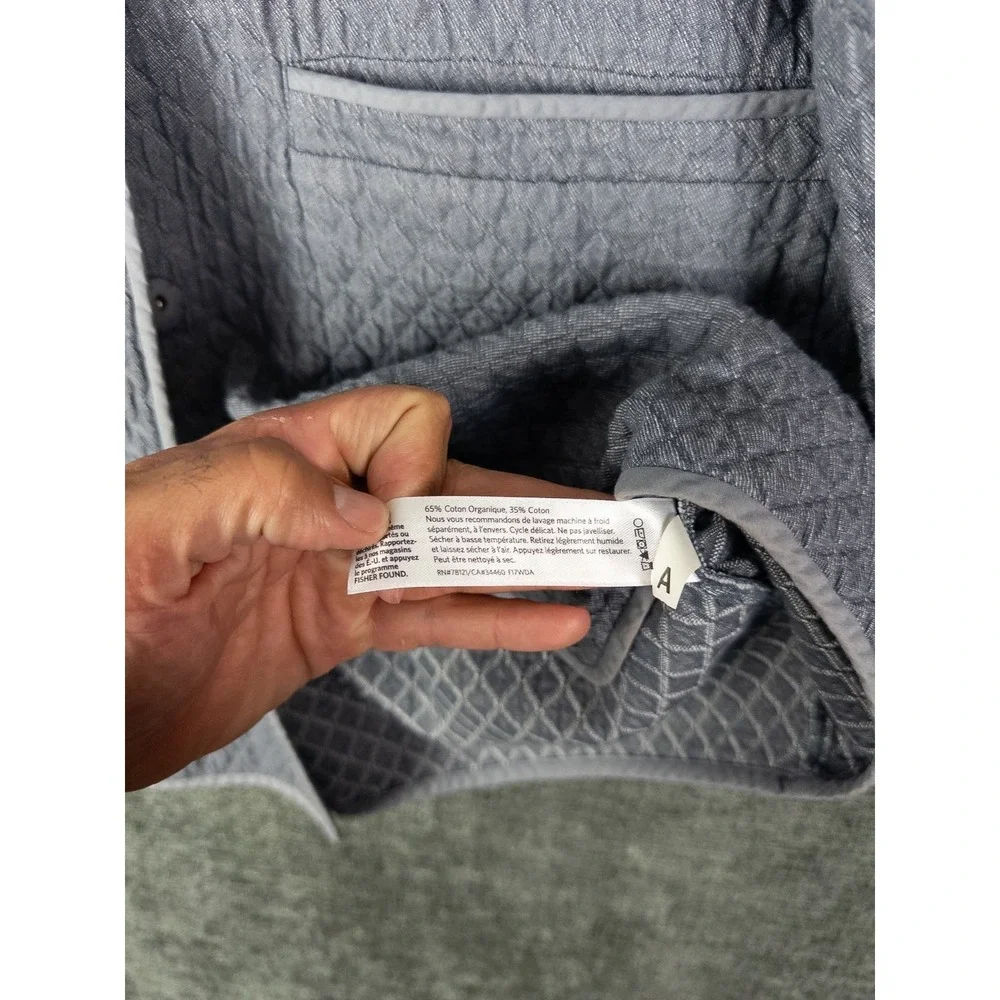 Eileen Fisher Quilted Diamond Jacket Womens S Gray Oversized Organic Boxy‎